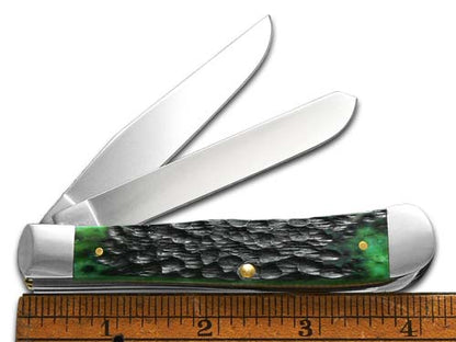 W.R. Case XX Knives Trapper Jigged Bermuda Green Bone 10858 Stainless Pocket Knife