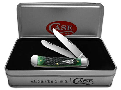 W.R. Case XX Knives Trapper Jigged Bermuda Green Bone 10858 Stainless Pocket Knife