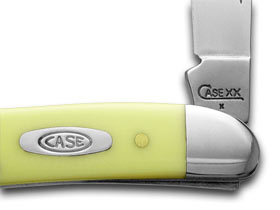 Case XX™ Knives Pen Yellow Delrin Handle CS Carbon Steel Pocket Knife 00109