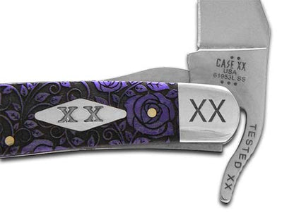 W.R. Case XX Knives Russlock Ultra Violet Roses 12507R Stainless 1/500 Pocket Knife