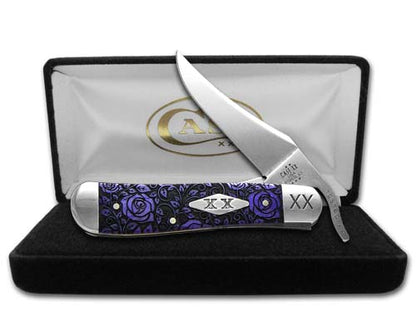 W.R. Case XX Knives Russlock Ultra Violet Roses 12507R Stainless 1/500 Pocket Knife
