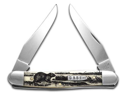 W.R. Case XX Knives Muskrat Scene Natural Bone 12512MRAT Stainless 1/500 Pocket Knife