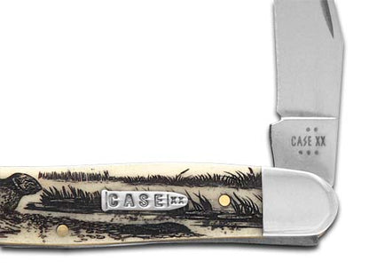 W.R. Case XX Knives Muskrat Scene Natural Bone 12512MRAT Stainless 1/500 Pocket Knife