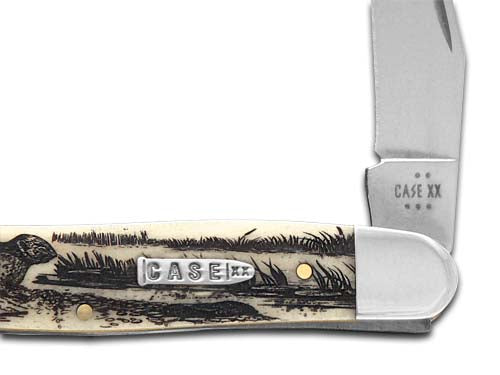 W.R. Case XX Knives Muskrat Scene Natural Bone 12512MRAT Stainless 1/500 Pocket Knife