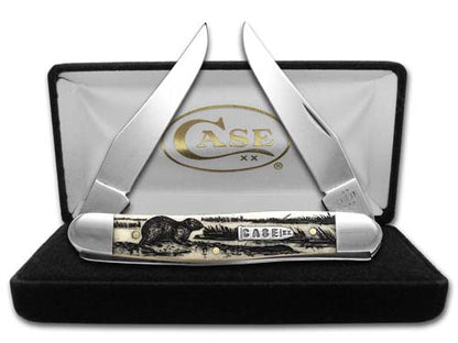W.R. Case XX Knives Muskrat Scene Natural Bone 12512MRAT Stainless 1/500 Pocket Knife