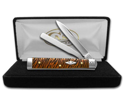 W.R. Case XX Knives Baby Doc Tiger Stripe Orange Bone 12514TS Pocket Knife