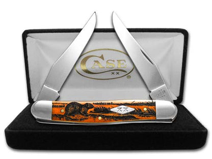 W.R. Case XX Knives Muskrat Scene Orange Bone 12515MRAT Stainless 1/500 Pocket Knife