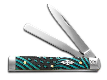 W.R. Case XX Knives Baby Doc U.S. Flag Blue Bone 12518USF Stainless Pocket Knife