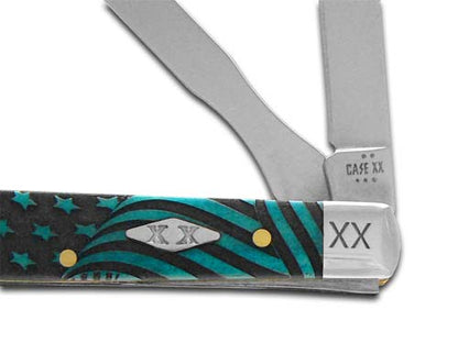 W.R. Case XX Knives Baby Doc U.S. Flag Blue Bone 12518USF Stainless Pocket Knife