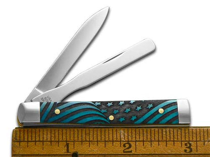 W.R. Case XX Knives Baby Doc U.S. Flag Blue Bone 12518USF Stainless Pocket Knife