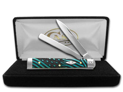 W.R. Case XX Knives Baby Doc U.S. Flag Blue Bone 12518USF Stainless Pocket Knife
