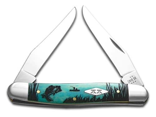 W.R. Case XX Knives Muskrat Bass Fishing Blue Bone 12519BASS 1/500 Pocket Knife