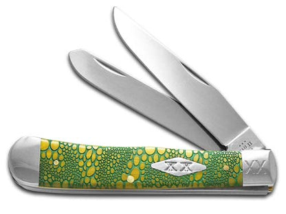 W.R. Case XX Knives Trapper Yellow Bone Lizard Skin 12523GLS Stainless Steel 1/500 Pocket Knife