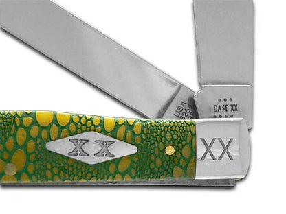 W.R. Case XX Knives Trapper Yellow Bone Lizard Skin 12523GLS Stainless Steel 1/500 Pocket Knife
