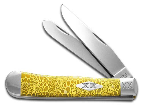 W.R. Case XX Knives Trapper Yellow Bone Lizard Skin 12523YLS Stainless Steel 1/500 Pocket Knife