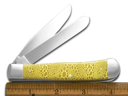 W.R. Case XX Knives Trapper Yellow Bone Lizard Skin 12523YLS Stainless Steel 1/500 Pocket Knife