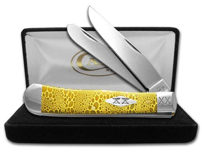 W.R. Case XX Knives Trapper Yellow Bone Lizard Skin 12523YLS Stainless Steel 1/500 Pocket Knife