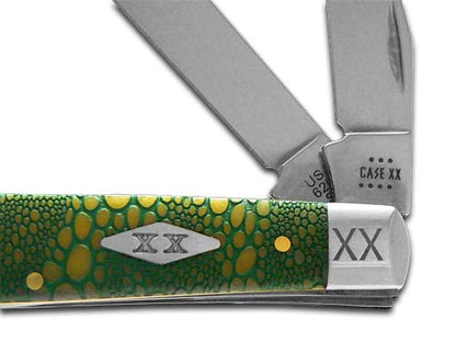 W.R. Case XX Knives Mini Trapper Lizard Skin Yellow Bone 12524GLS Stainless 1/500 Pocket Knife