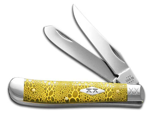 W.R. Case XX Knives Mini Trapper Yellow Bone Lizard Skin 12524YLS Stainless 1/500 Pocket Knife