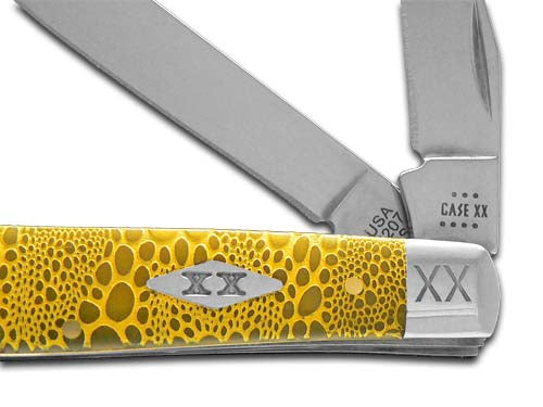 W.R. Case XX Knives Mini Trapper Yellow Bone Lizard Skin 12524YLS Stainless 1/500 Pocket Knife