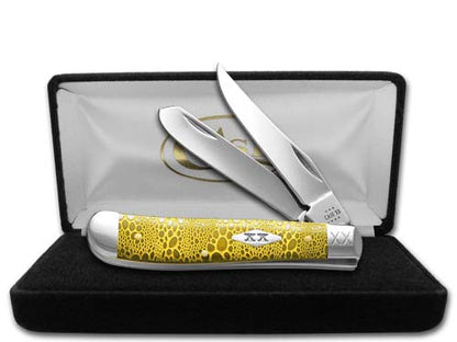 W.R. Case XX Knives Mini Trapper Yellow Bone Lizard Skin 12524YLS Stainless 1/500 Pocket Knife