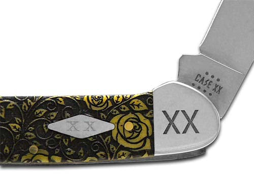 W.R. Case XX Knives Canoe Yellow Bone Etched Roses 12525 R Stainless 1/500 Pocket Knife 12525R
