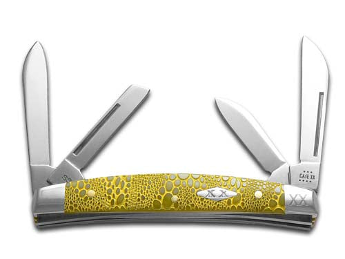 W.R. Case XX Knives Small Congress Lizard Skin Yellow Bone Stainless Pocket Knife 12526YLS