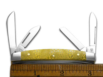 W.R. Case XX Knives Small Congress Lizard Skin Yellow Bone Stainless Pocket Knife 12526YLS