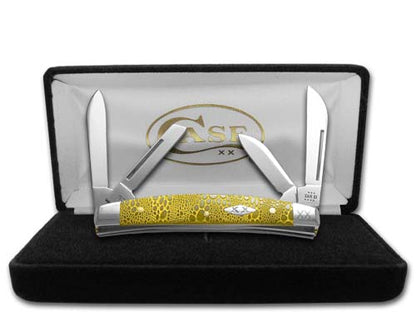 W.R. Case XX Knives Small Congress Lizard Skin Yellow Bone Stainless Pocket Knife 12526YLS