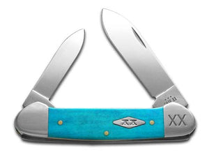 W.R. Case XX Knives Canoe Smooth Caribbean Blue Bone Stainless Steel 1/500 Pocket Knife 12527