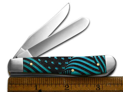 W.R. Case XX Knives Mini Trapper U.S. Flag Blue Bone Stainless 1/500 Pocket Knife 12528USF