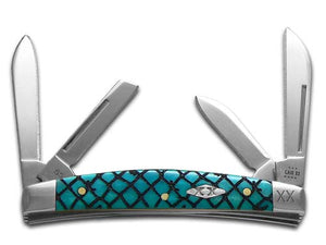 W.R. Case XX Knives Small Congress Fish Net Blue Bone Stainless 1/500 Pocket Knife 12529FN