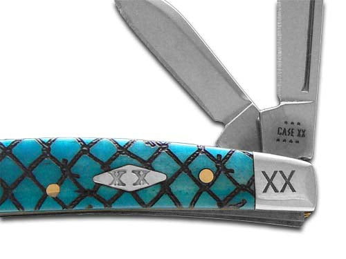W.R. Case XX Knives Small Congress Fish Net Blue Bone Stainless 1/500 Pocket Knife 12529FN