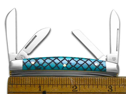 W.R. Case XX Knives Small Congress Fish Net Blue Bone Stainless 1/500 Pocket Knife 12529FN