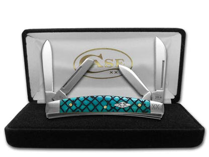 W.R. Case XX Knives Small Congress Fish Net Blue Bone Stainless 1/500 Pocket Knife 12529FN