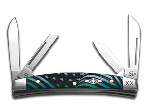 W.R. Case XX Knives Small Congress U.S. Flag Blue Bone Stainless 1/500 Pocket Knife 12529USF