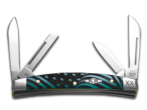 W.R. Case XX Knives Small Congress U.S. Flag Blue Bone Stainless 1/500 Pocket Knife 12529USF