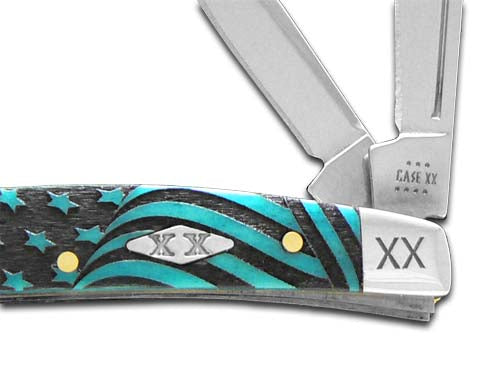 W.R. Case XX Knives Small Congress U.S. Flag Blue Bone Stainless 1/500 Pocket Knife 12529USF