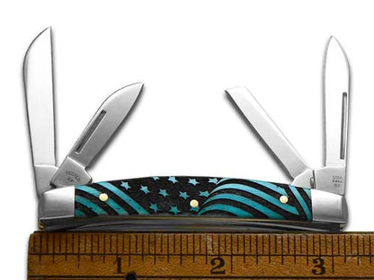 W.R. Case XX Knives Small Congress U.S. Flag Blue Bone Stainless 1/500 Pocket Knife 12529USF