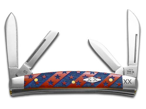 W.R. Case XX Knives Small Congress Stars & Stripes Dark Red Bone 1/500 Stainless Pocket Knife 12537S&S