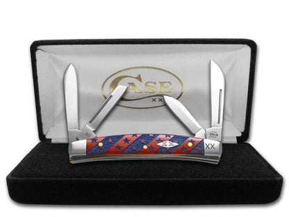 W.R. Case XX Knives Small Congress Stars & Stripes Dark Red Bone 1/500 Stainless Pocket Knife 12537S&S