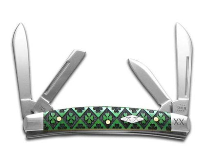 W.R. Case XX Knives Small Congress Green Bone Clover pattern Stainless 1/500 Pocket Knife 12538CVR
