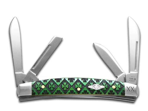 W.R. Case XX Knives Small Congress Green Bone Clover pattern Stainless 1/500 Pocket Knife 12538CVR