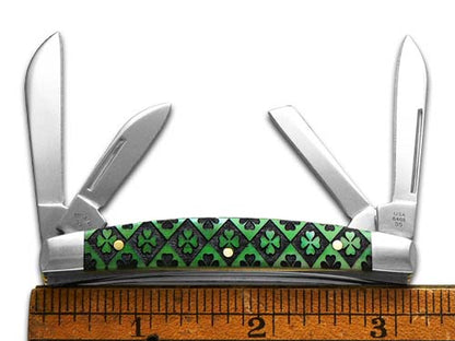 W.R. Case XX Knives Small Congress Green Bone Clover pattern Stainless 1/500 Pocket Knife 12538CVR