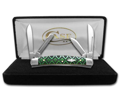 W.R. Case XX Knives Small Congress Green Bone Clover pattern Stainless 1/500 Pocket Knife 12538CVR