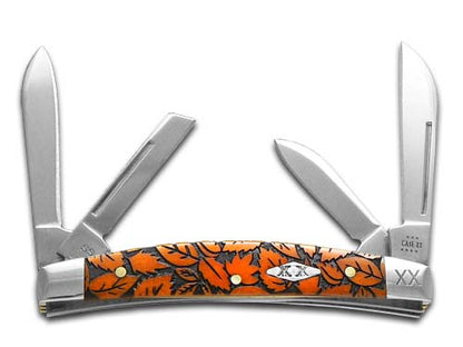 W.R. Case XX Knives Small Congress Orange Bone Fall Etch Stainless 1/500 Pocket Knife 12539FALL