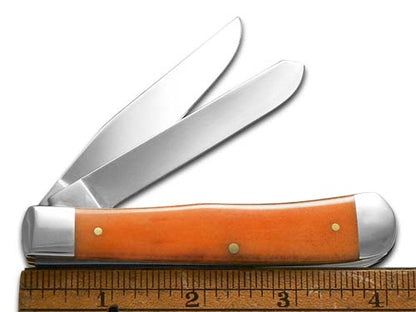 W.R. Case XX Knives Trapper Smooth Persimmon Orange Bone 1/500 Stainless Pocket Knife 12542