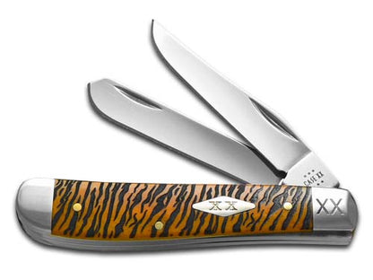 W.R. Case XX Knives Mini Trapper 12543TS Tiger Stripe Orange Bone Stainless 1/500 Pocket Knife
