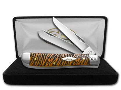 W.R. Case XX Knives Mini Trapper 12543TS Tiger Stripe Orange Bone Stainless 1/500 Pocket Knife
