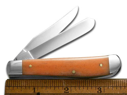 W.R. Case XX Knives Mini Trapper Persimmon Orange Bone 1/500 Stainless Pocket Knife 12543